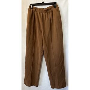 Vtg Cathy Daniels Trouser Pants Womens 14 Brown Stretch Elastic Waist‎ Wide Leg